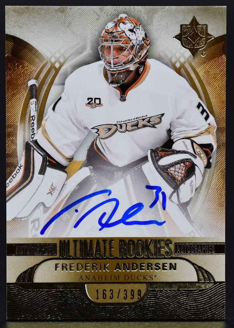 2013-14 UD Ultimate Collection Frederik Andersen Anaheim Ducks RC Auto /399
