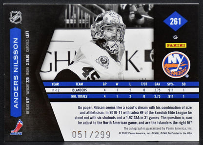 2011-12 Panini Limited Phenoms Nilsson 261 Islanders RC Auto 051/299 Patch 0201
