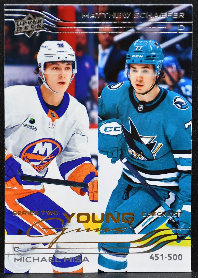 2025-26 UD Series 2 YG Checklist Misa / Schaefer Sharks / Islanders RC 4159
