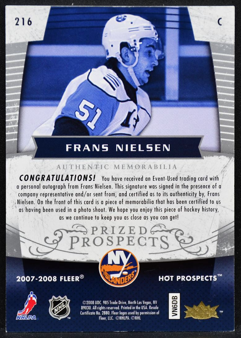 2007-08 Fleer Hot Prospects Prized Nielsen Islanders RC Auto 103/399 Patch 6597