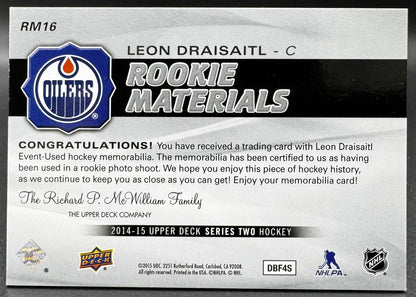 2014-15 UD Rookie Materials Leon Draisaitl Edmonton Oilers RC Jersey