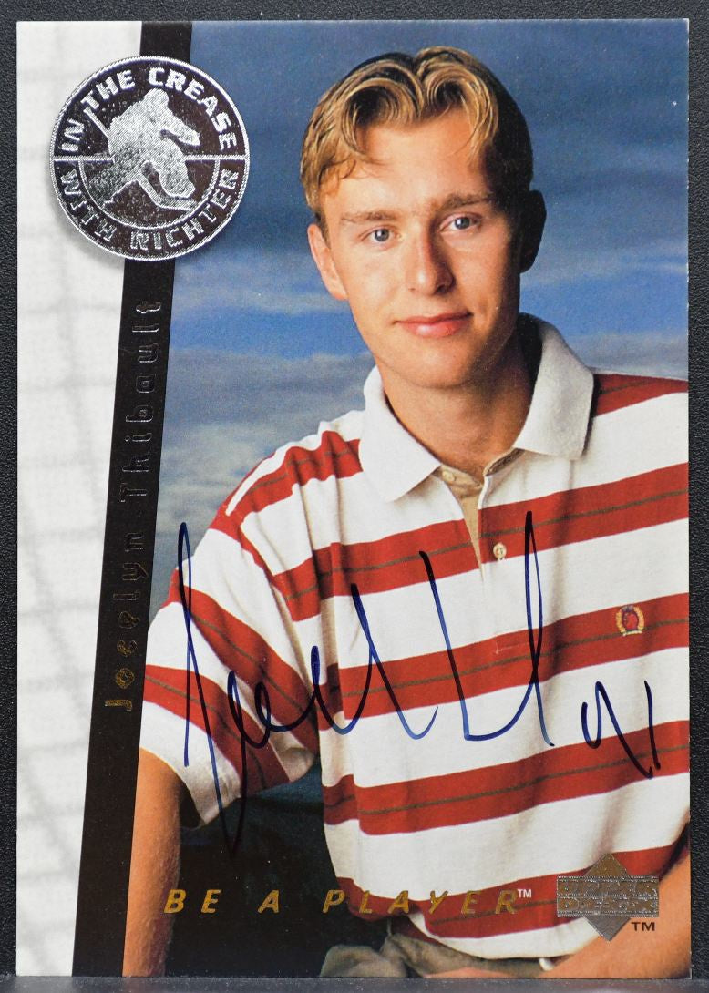 1996-97 UD Be A Player In The Crease With Richter Jocelyn Thibeault Auto 0453