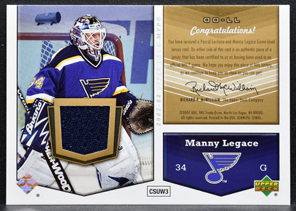 2007-08 UD MVP One on One Jerseys Legace/Leclaire Blues/Jackets Jersey 5741