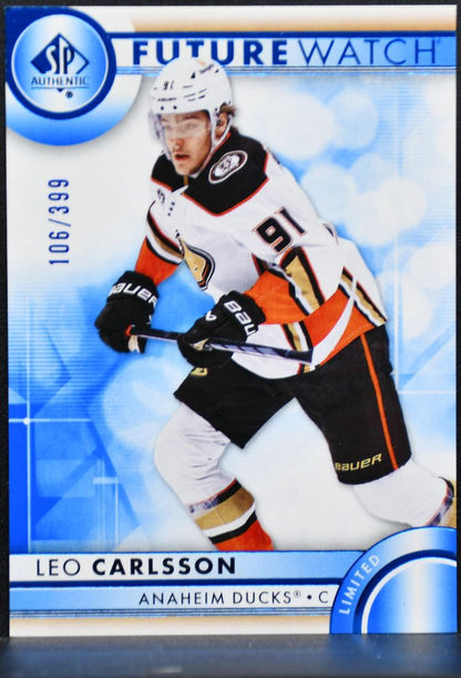 2023-24 SP Authentic Future Watch Limited Blue Leo Carlsson Ducks RC /399 6421