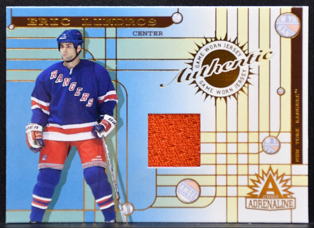 2001-02 Pacific Adrenaline Jerseys Eric Lindros 28 New York Rangers Jersey 5463