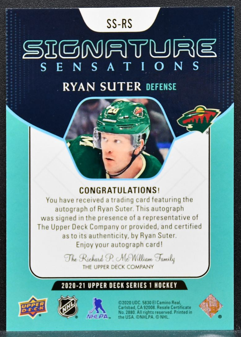 2020-21 Upper Deck Series 1 Signature Sensations Ryan Suter SS-RS Wild Auto 0185