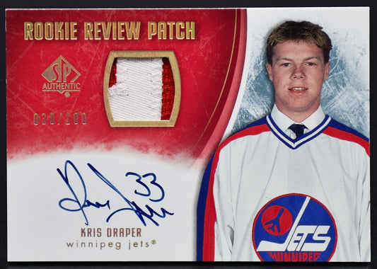 2007-08 SP Authentic Rookie Review Patch Kris Draper RR-KD Auto 030/100 Patch