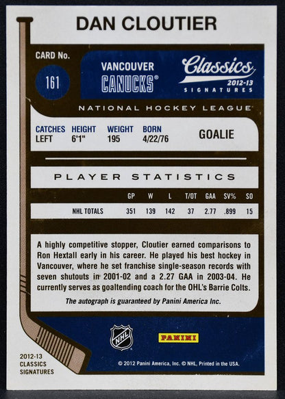 2012-13 Panini Classics Signatures Autographs Dan Cloutier 161 Auto 4662