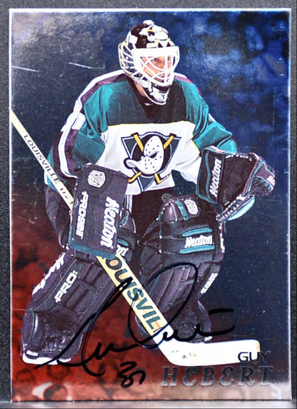 1998-99 Be a Player Autographs Guy Hebert 4 Anaheim Mighty Ducks Auto 0017