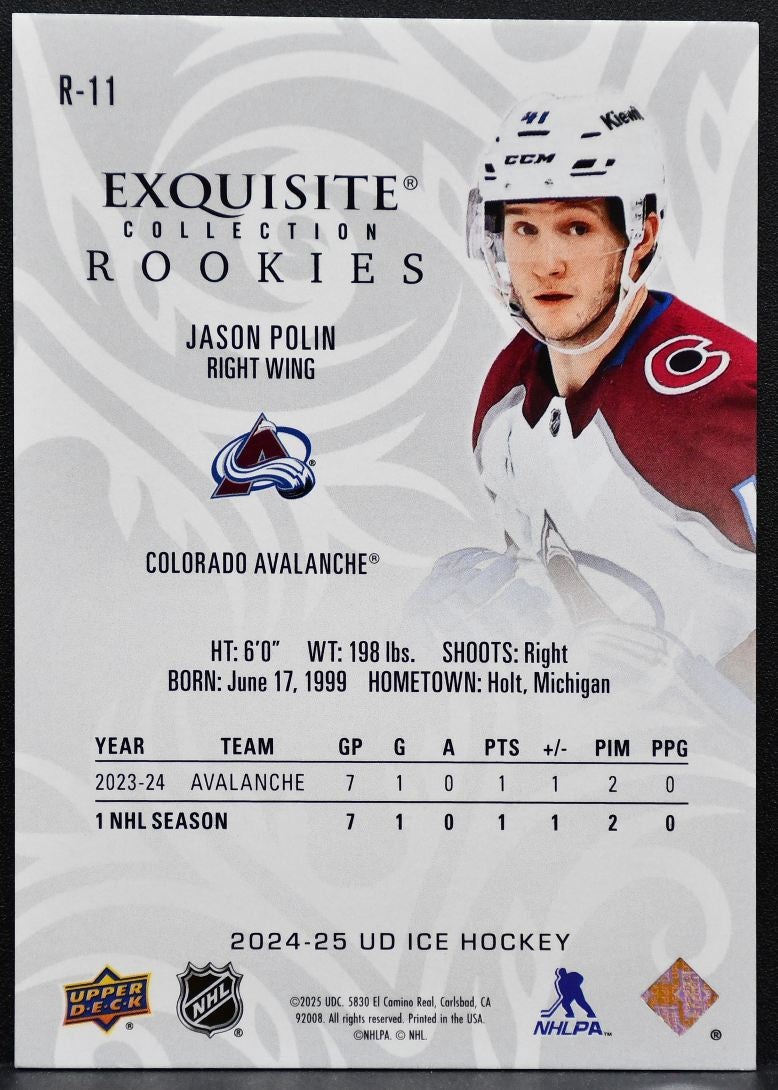 2024-25 UD Ice Exquisite Collection Rookies Platinum Blue Polin RC 2072