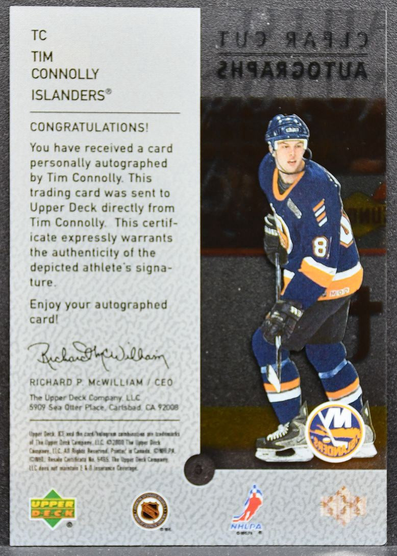 2000-01 Upper Deck ICE Clear Cut Autographs Tim Connolly TC Islanders Auto 2809