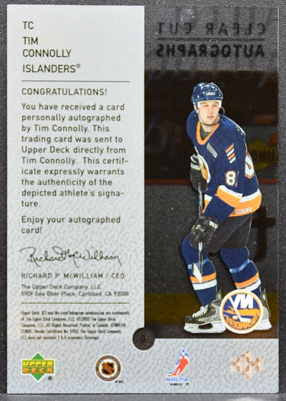 2000-01 Upper Deck ICE Clear Cut Autographs Tim Connolly TC Islanders Auto 2809