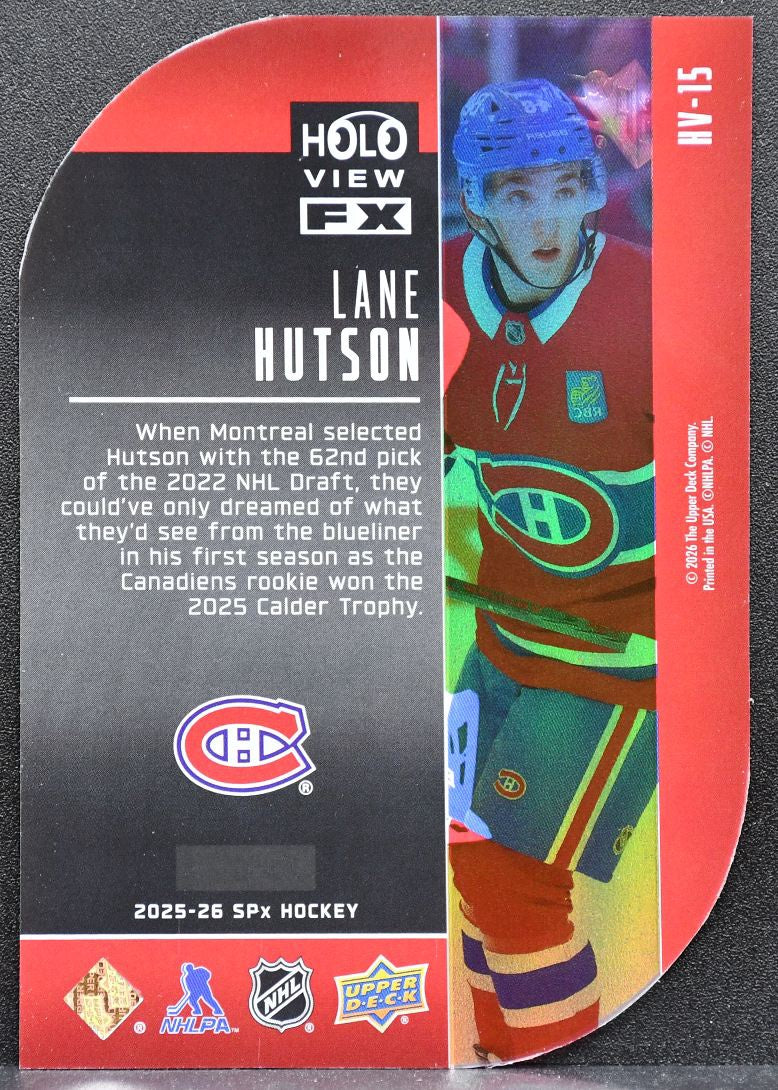 2025-26 SPx HoloView FX Lane Hutson HV-15 Montreal Canadiens 0030