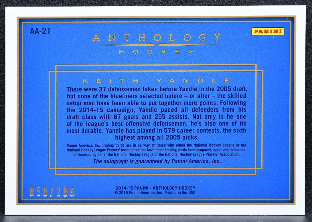 2014-15 Panini Anthology Autographs Keith Yandle Auto 056/299 2893