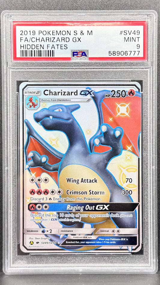 Pokemon TCG Charizard GX SV49/SV94 Hidden Fates Shiny Vault PSA 9