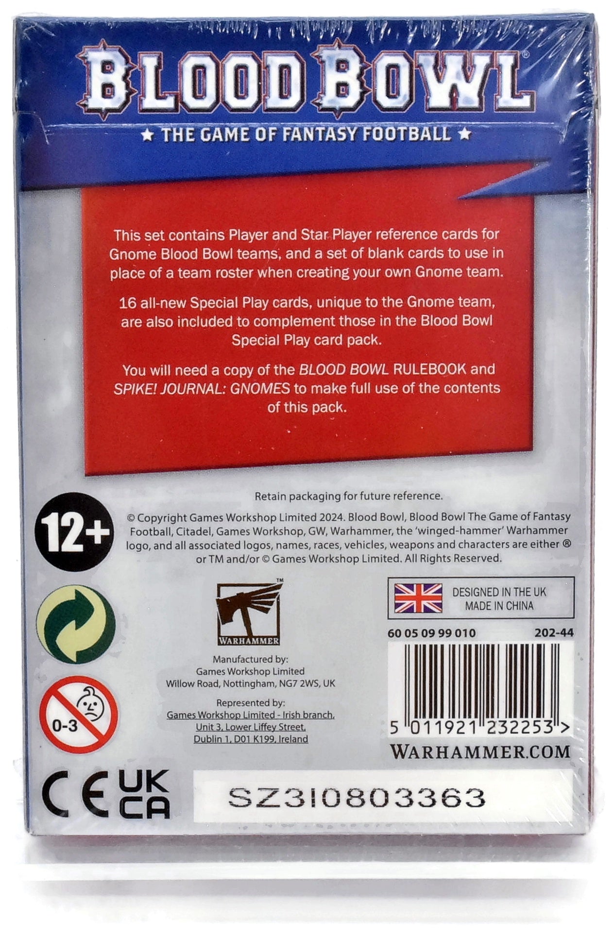 BLOOD BOWL Gnome Team Cards #1 VERY GOOD Blistered box 4147