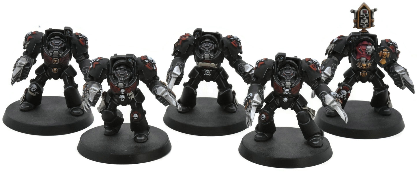 SPACE MARINES 5 Terminator Assault Squad #1 WELL PAINTED Black Templars 40K 7450