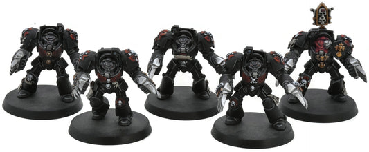 SPACE MARINES 5 Terminator Assault Squad #1 WELL PAINTED Black Templars 40K 7450