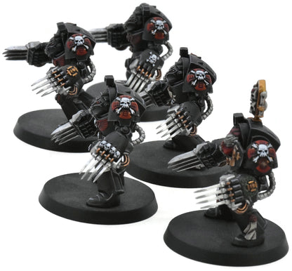 SPACE MARINES 5 Terminator Assault Squad #1 WELL PAINTED Black Templars 40K 7450