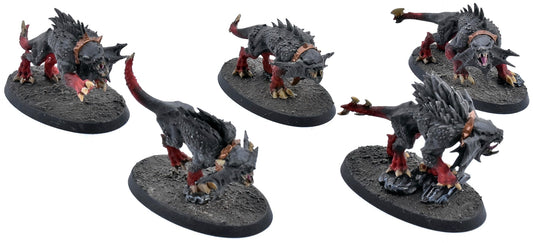 BLADES OF KHORNE 5 Flesh Hounds #2 WELL PAINTED Sigmar 4932