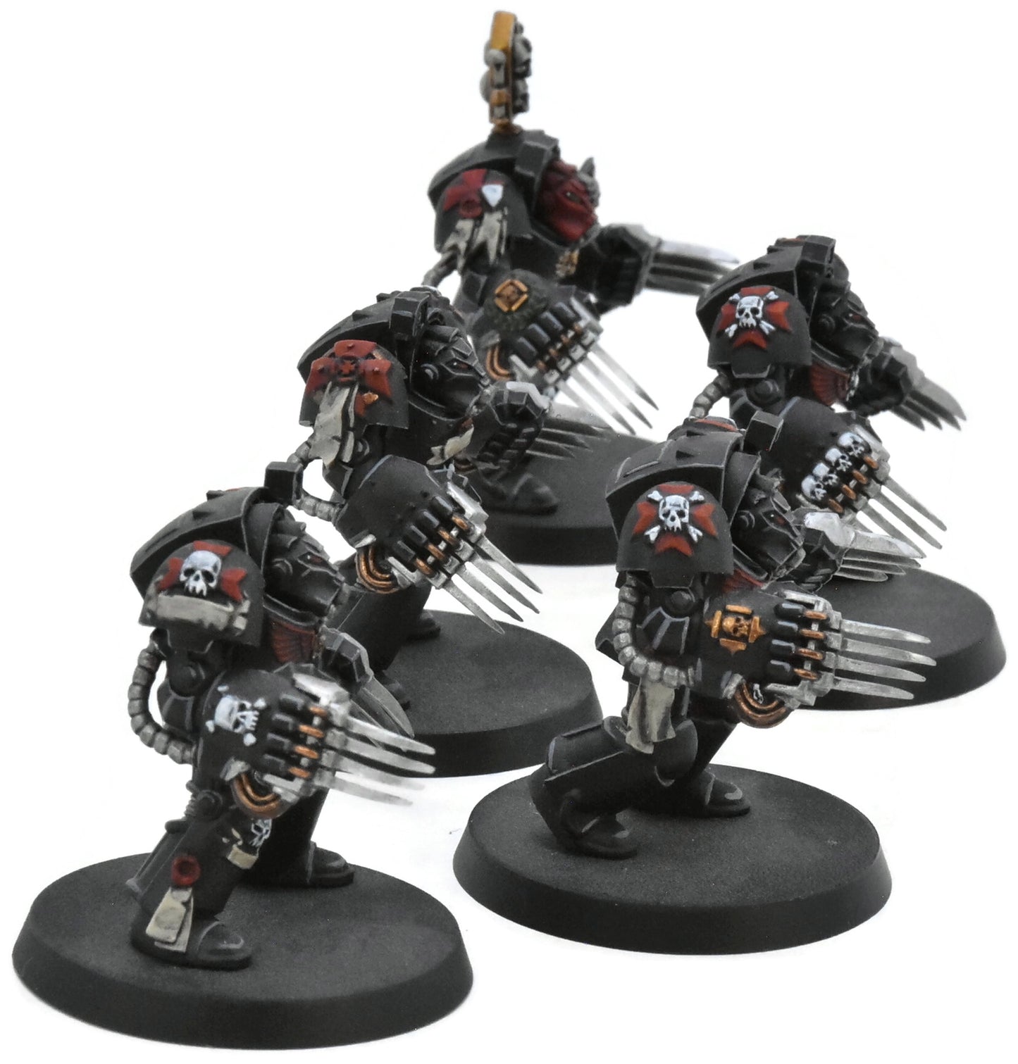 SPACE MARINES 5 Terminator Assault Squad #1 WELL PAINTED Black Templars 40K 7450