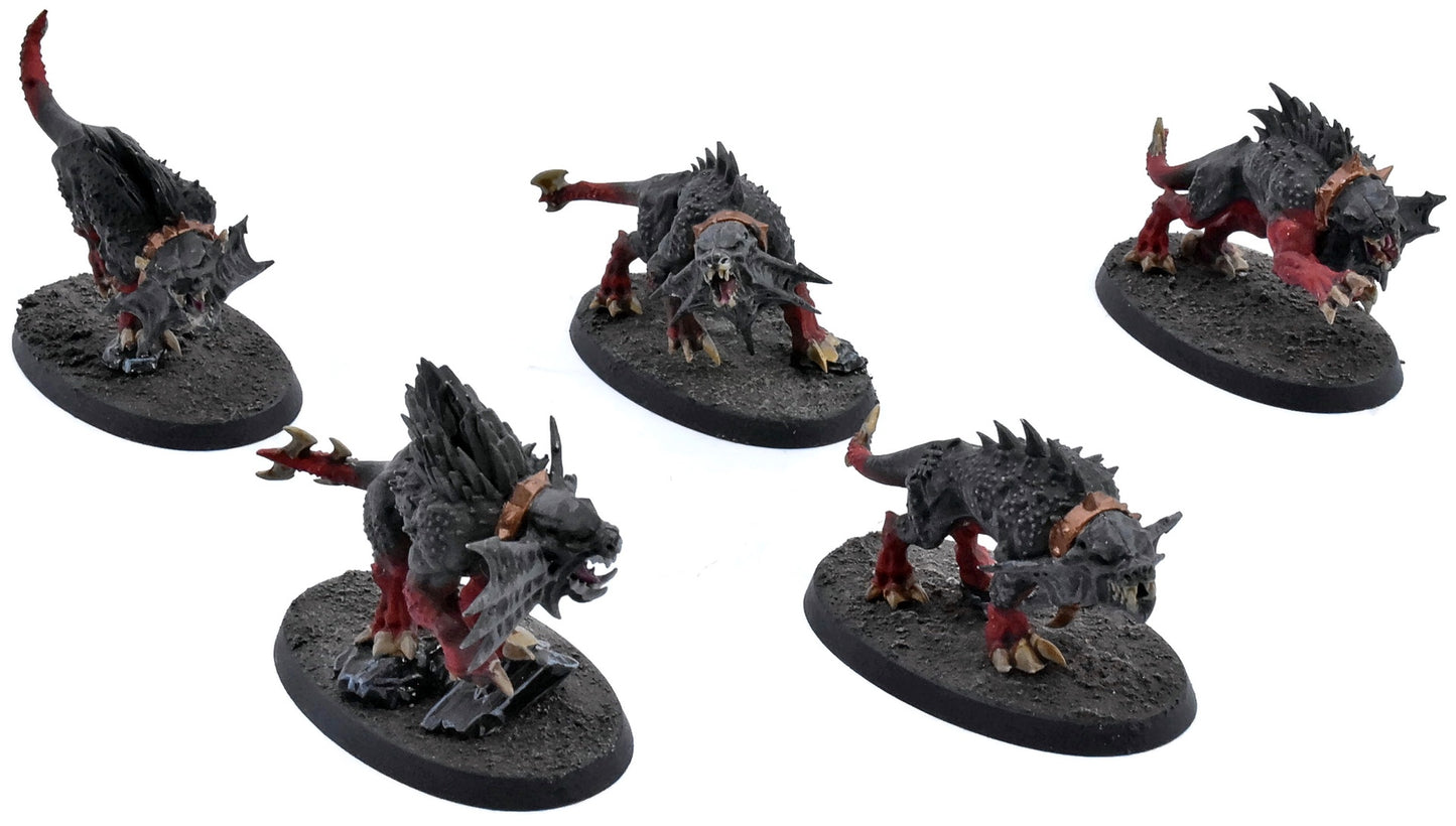 BLADES OF KHORNE 5 Flesh Hounds #1 WELL PAINTED Sigmar 4956