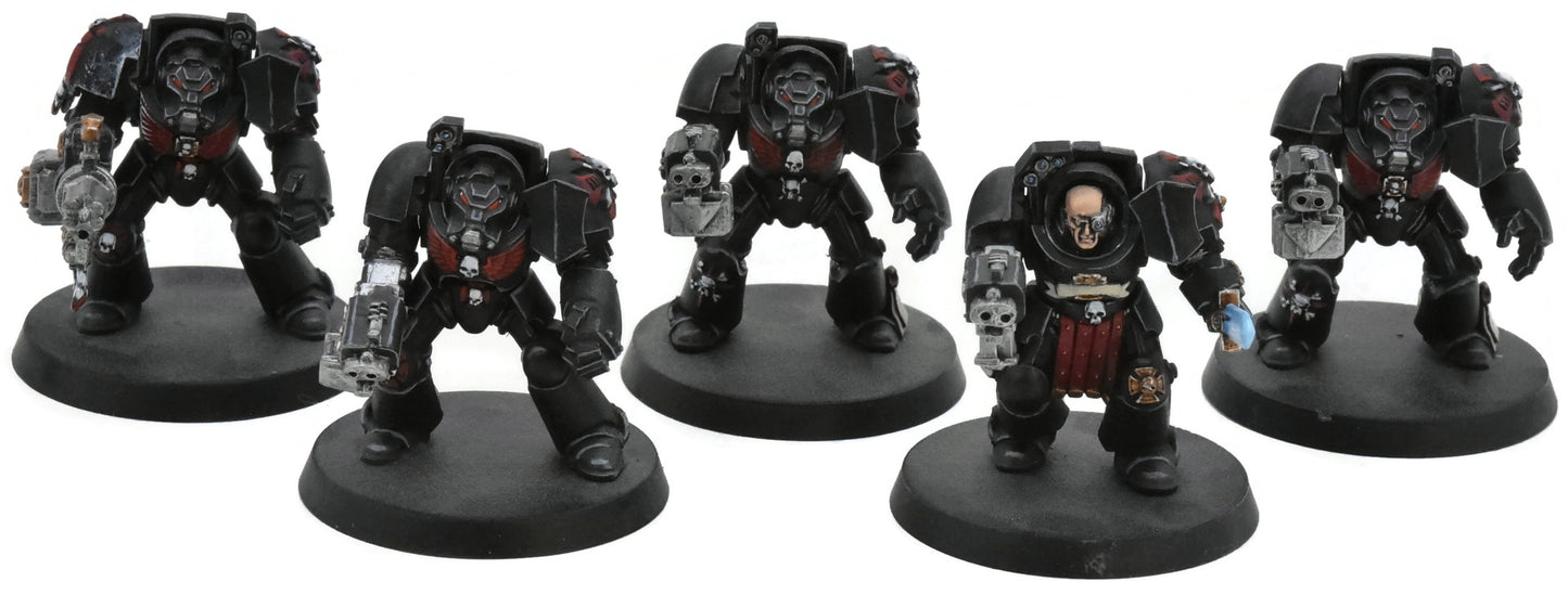 SPACE MARINES 5 Terminator Squad #1 WELL PAINTED Black Templars 40K