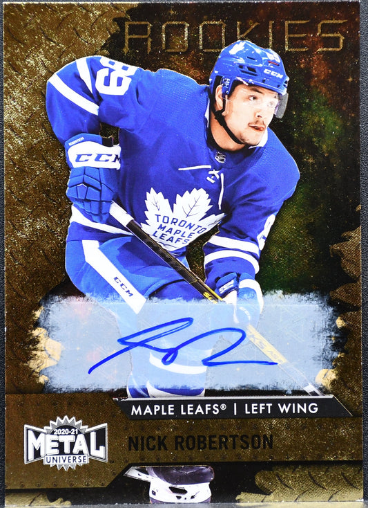 Upper Deck Nick Robertson Maple Leafs Auto Rookies Metal Universe 2020-21 1/1