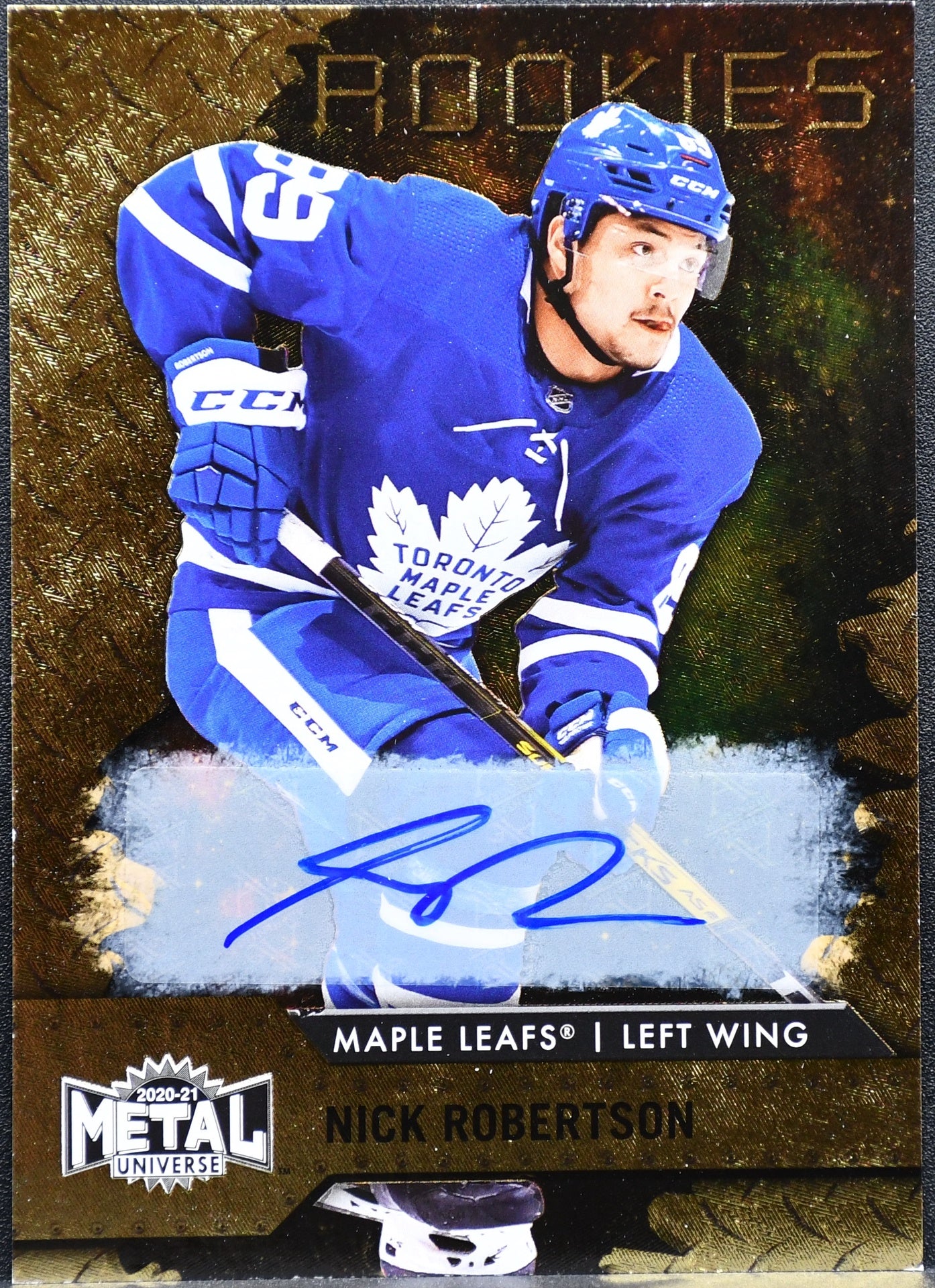 Upper Deck Nick Robertson Maple Leafs Auto Rookies Metal Universe 2020-21 1/1