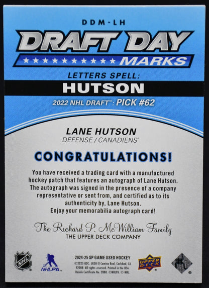 2024-25 UD LANE HUTSON Draft Day Marks /35 DDM COMPLETE