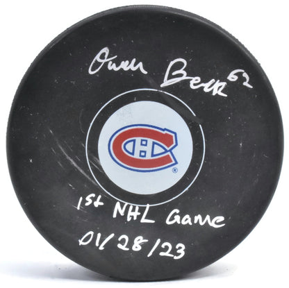 Owen Beck Inscribed Autographed Puck