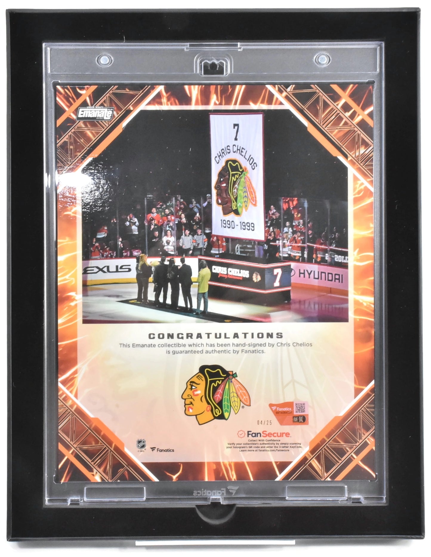 Chris Chelios Chicago Blackhawks Auto Emanate /25