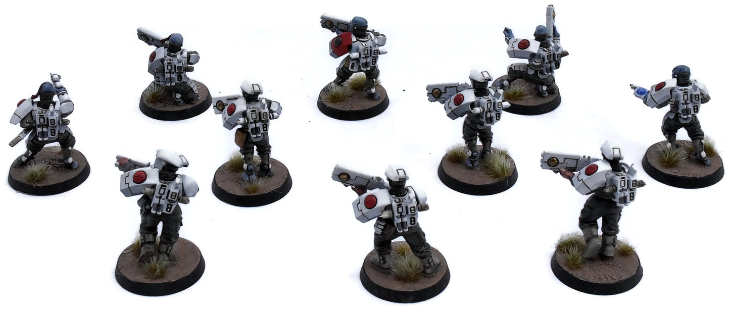 TAU EMPIRE 10 Fire Warriors #4 WELL PAINTED Warhammer 40K 7711