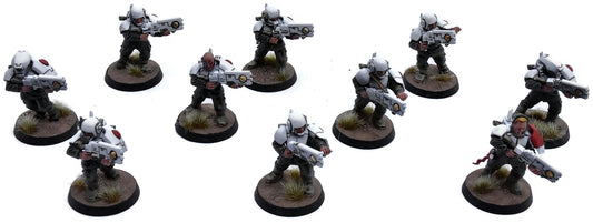 ASTRA MILITARUM 10 fire Warriors #1 WELL PAINTED CONVERTED Warhammer 40K 7728