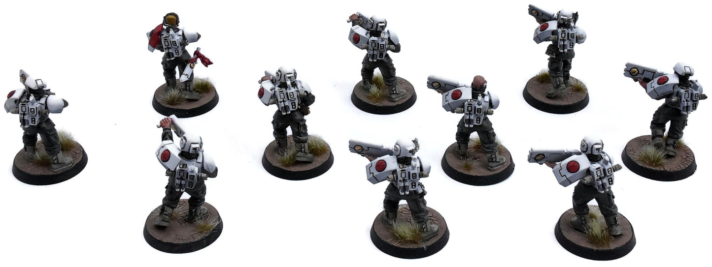 ASTRA MILITARUM 10 fire Warriors #1 WELL PAINTED CONVERTED Warhammer 40K 7728