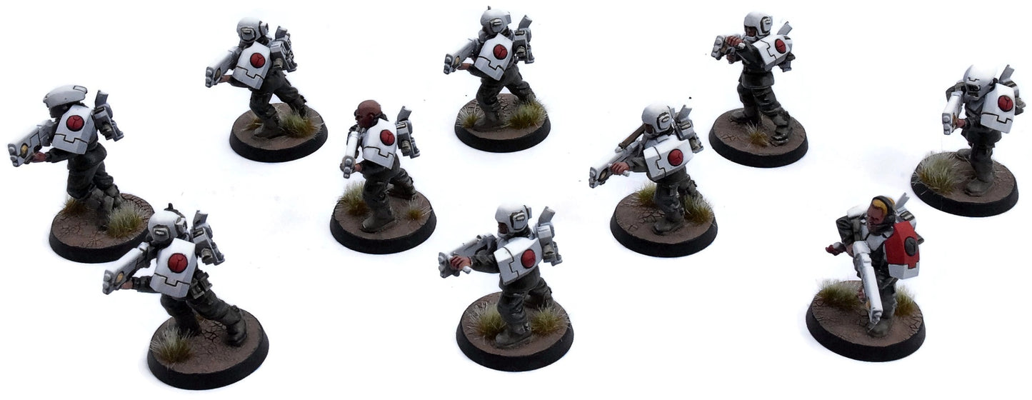 ASTRA MILITARUM 10 fire Warriors #1 WELL PAINTED CONVERTED Warhammer 40K 7728