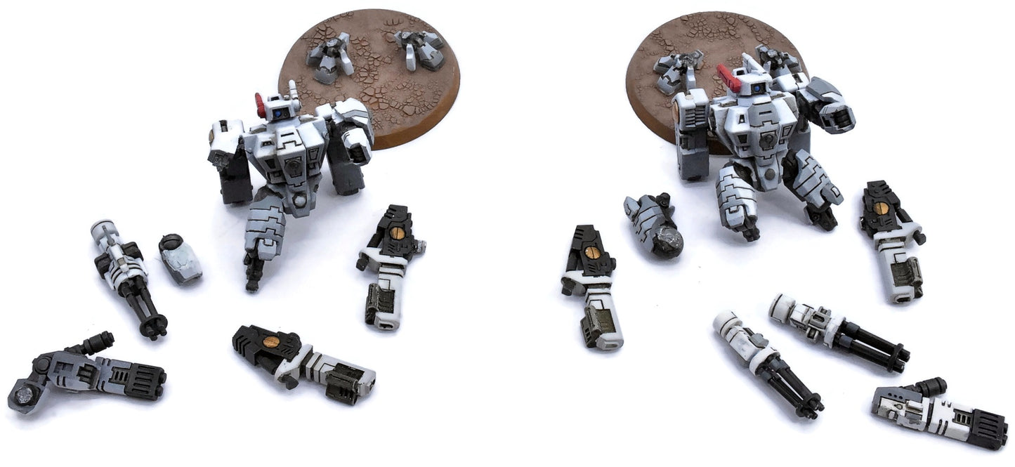 TAU EMPIRE 2 Xv8 Crisis Battlesuits #4 WELL PAINTED Warhammer 40K 7766