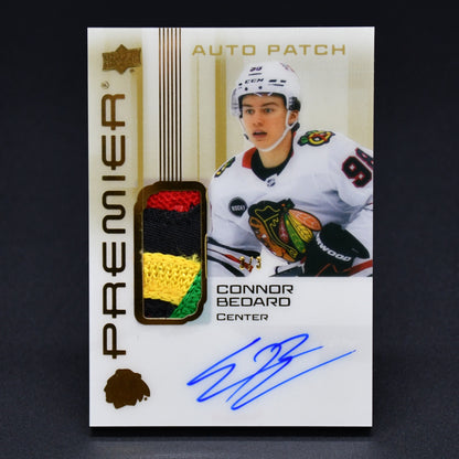 2024-25 UD PREMIER Connor Bedard AV-CB Chicago GOLD AUTO PATCH 3/3