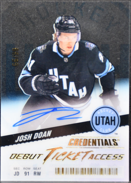 Upper Deck Josh Doan Auto Debut Ticket Access Credentials 24/25 /99