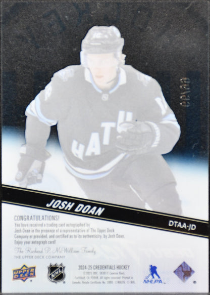 Upper Deck Josh Doan Auto Debut Ticket Access Credentials 24/25 /99