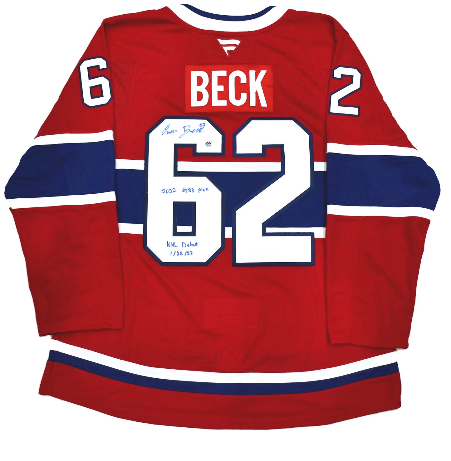 Owen Beck Autographed NHL Debut Fanatics Replica Jersey