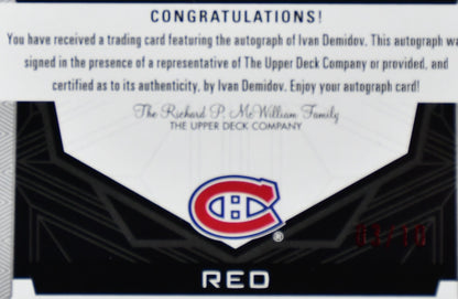 UD Ivan Demidov auto Rookie Gems Montreal Canadiens Black Diamond 2025-26 03/10