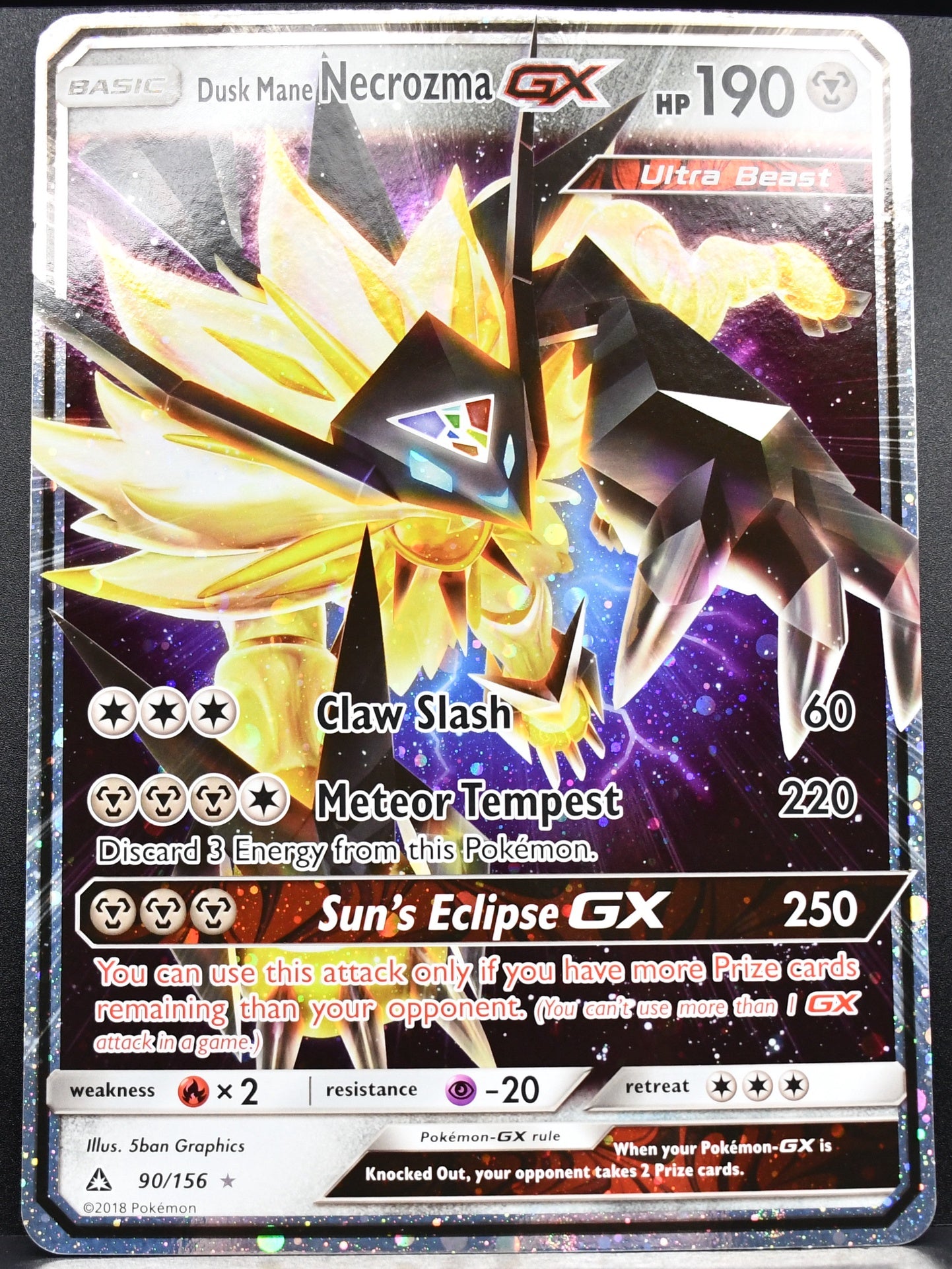 Pokémon Dusk Mane Necrozma GX JUMBO 90/156 MP Holofoil English