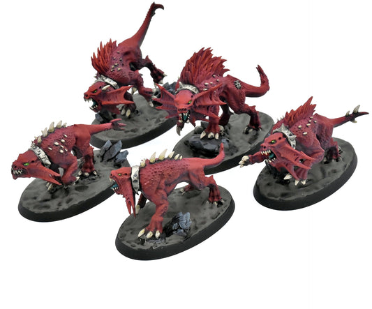 BLADES OF KHORNE 5 Flesh Hounds Of Khorne #2 WELL PAINTED Sigmar 8245
