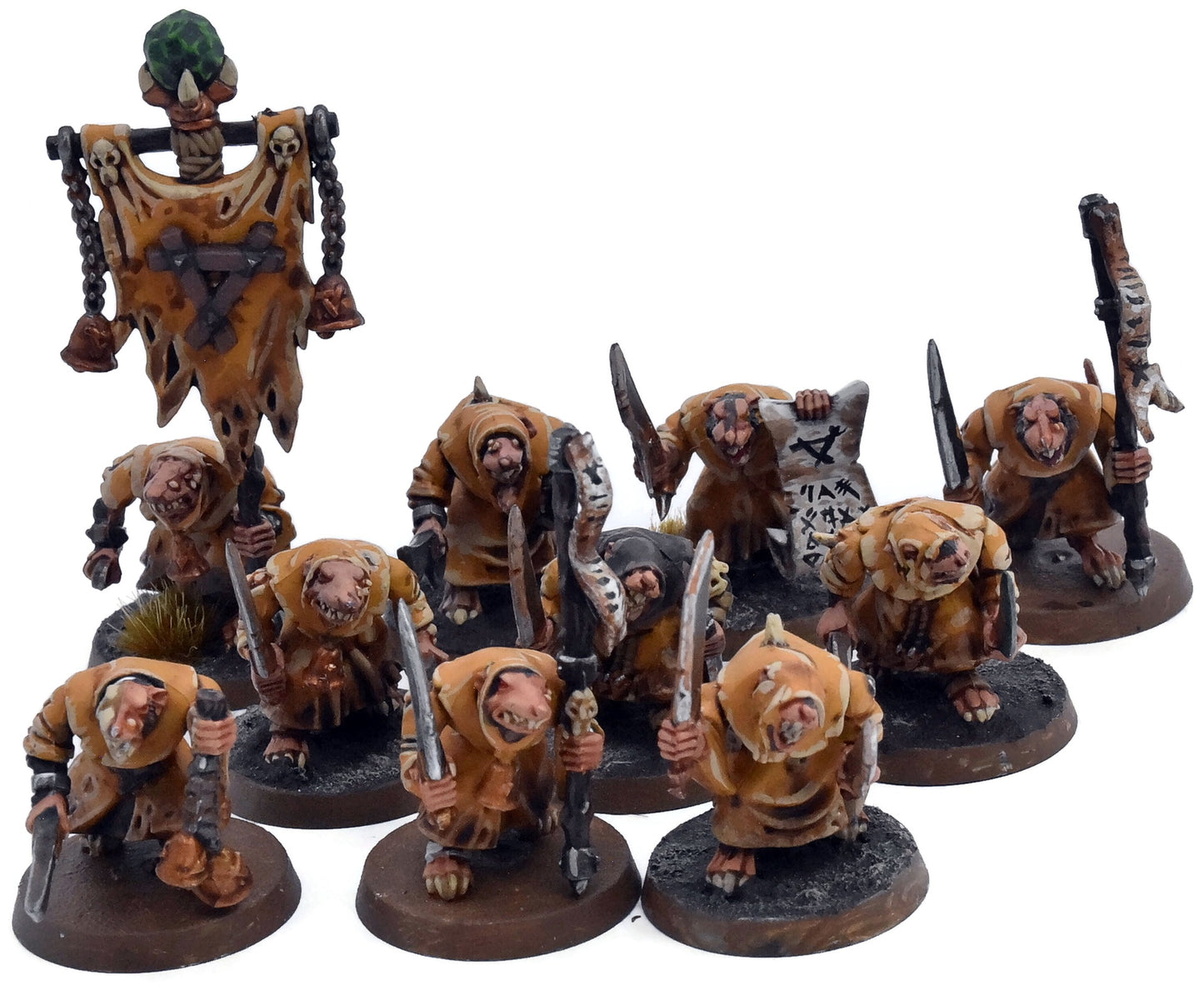 SKAVEN 10 Plague Monks #2 WELL PAINTED Warhammer Sigmar 5911