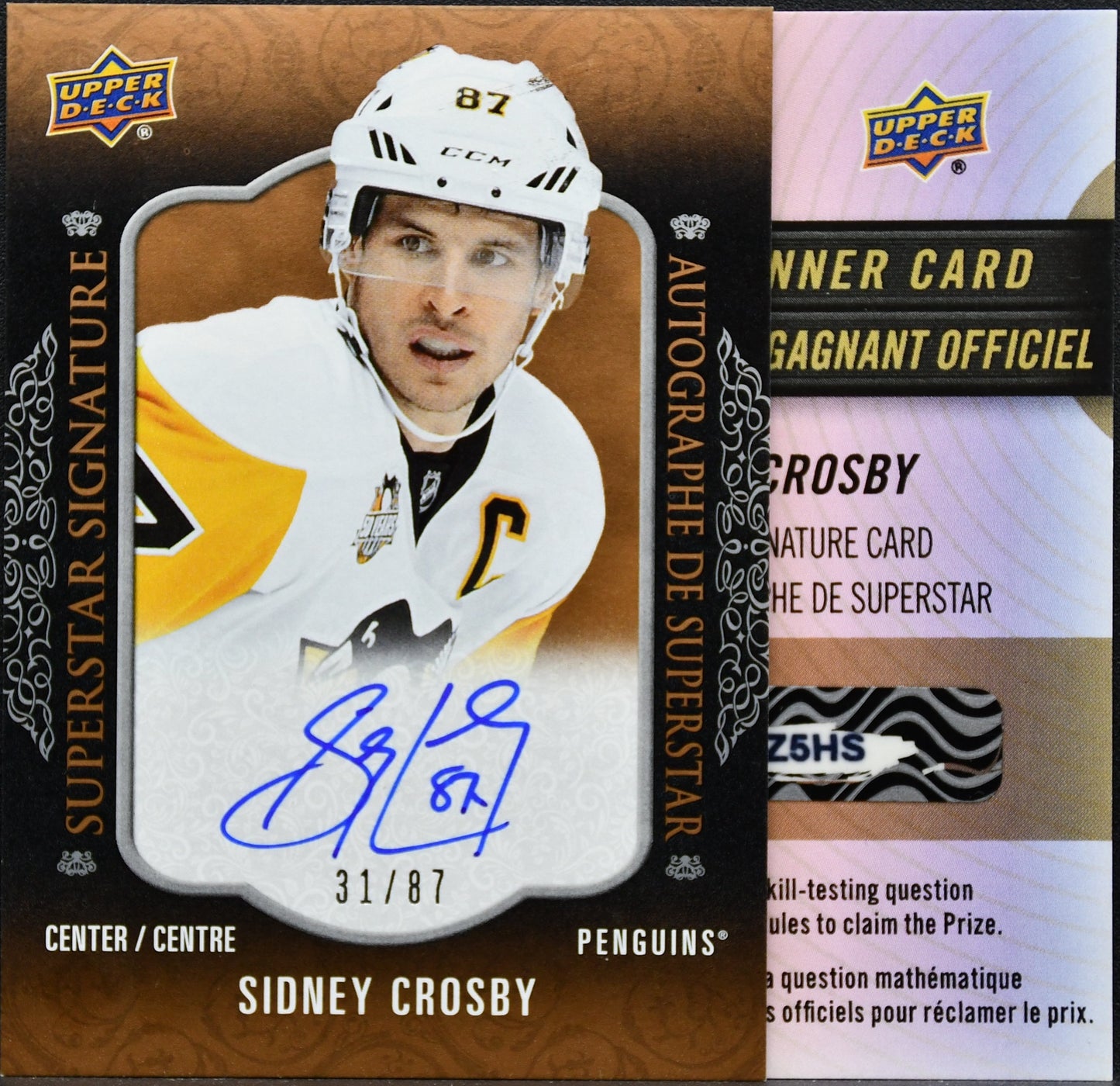 UD Sidney Crosby Auto Superstar Signature 2017-18 Tim Hortons 87