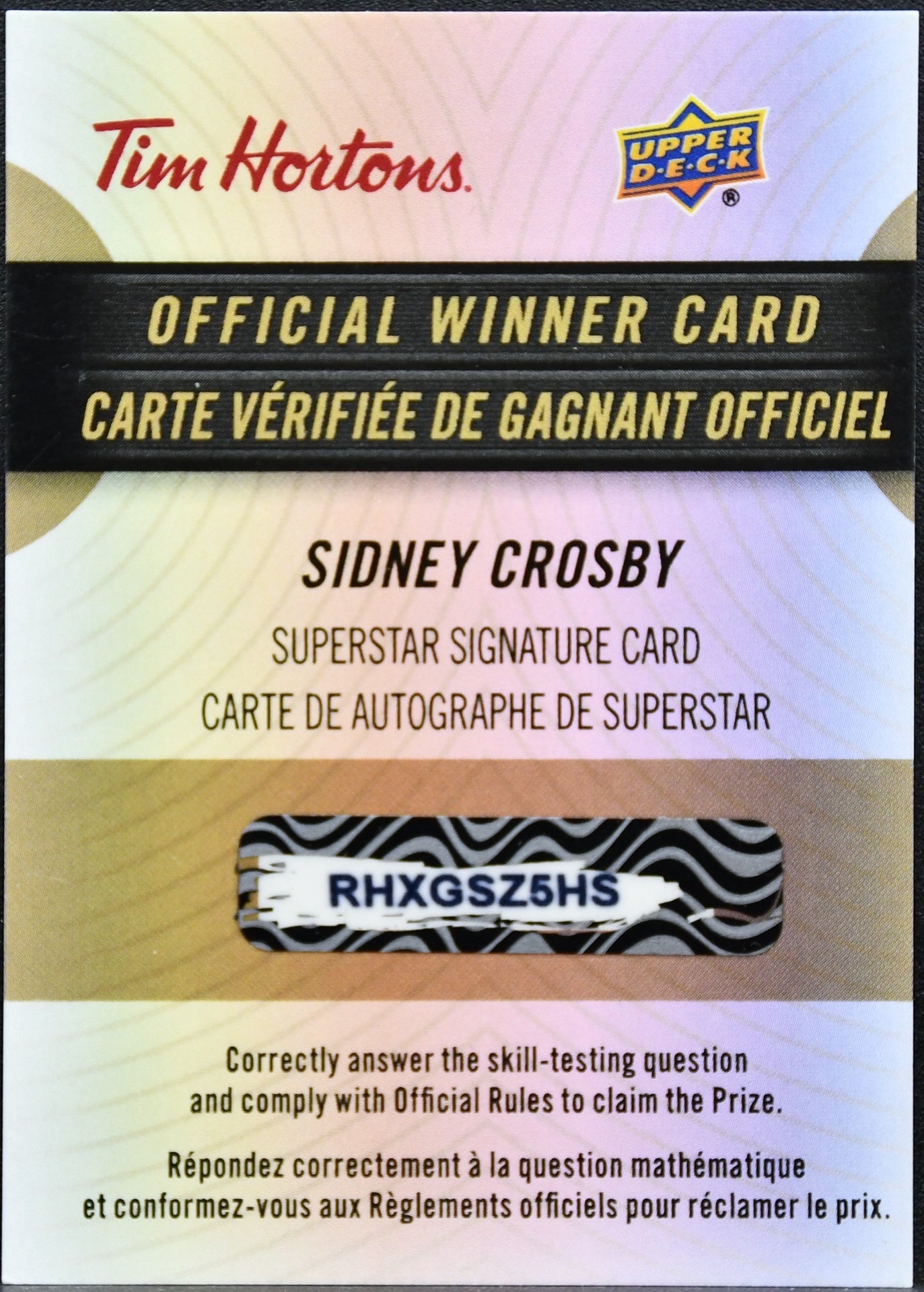 UD Sidney Crosby Auto Superstar Signature 2017-18 Tim Hortons 87