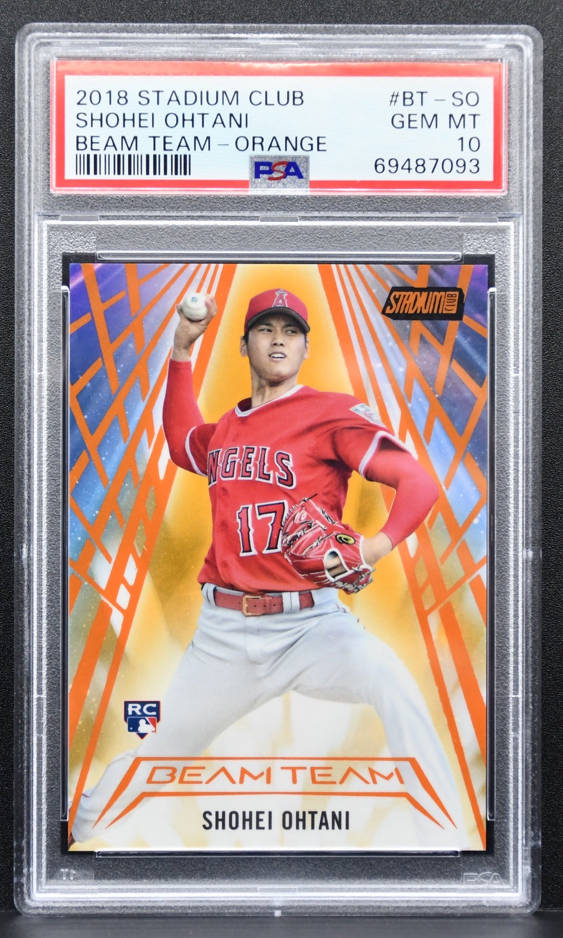 2018 TOPPS Stadium Club Beam Team Orange Shohei Ohtani Rookie 07/50 PSA 10