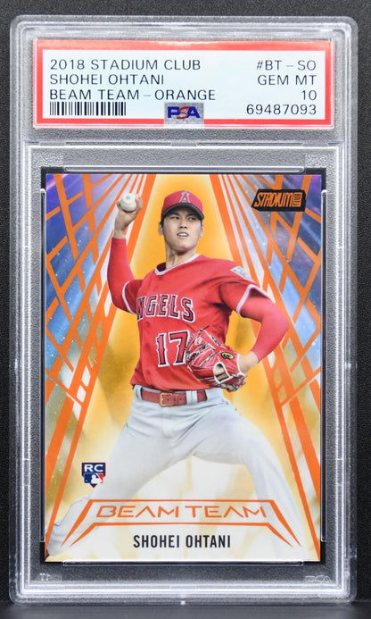 2018 TOPPS Stadium Club Beam Team Orange Shohei Ohtani Rookie 07/50 PSA 10