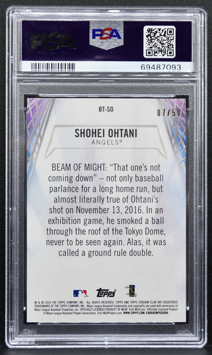 2018 TOPPS Stadium Club Beam Team Orange Shohei Ohtani Rookie 07/50 PSA 10
